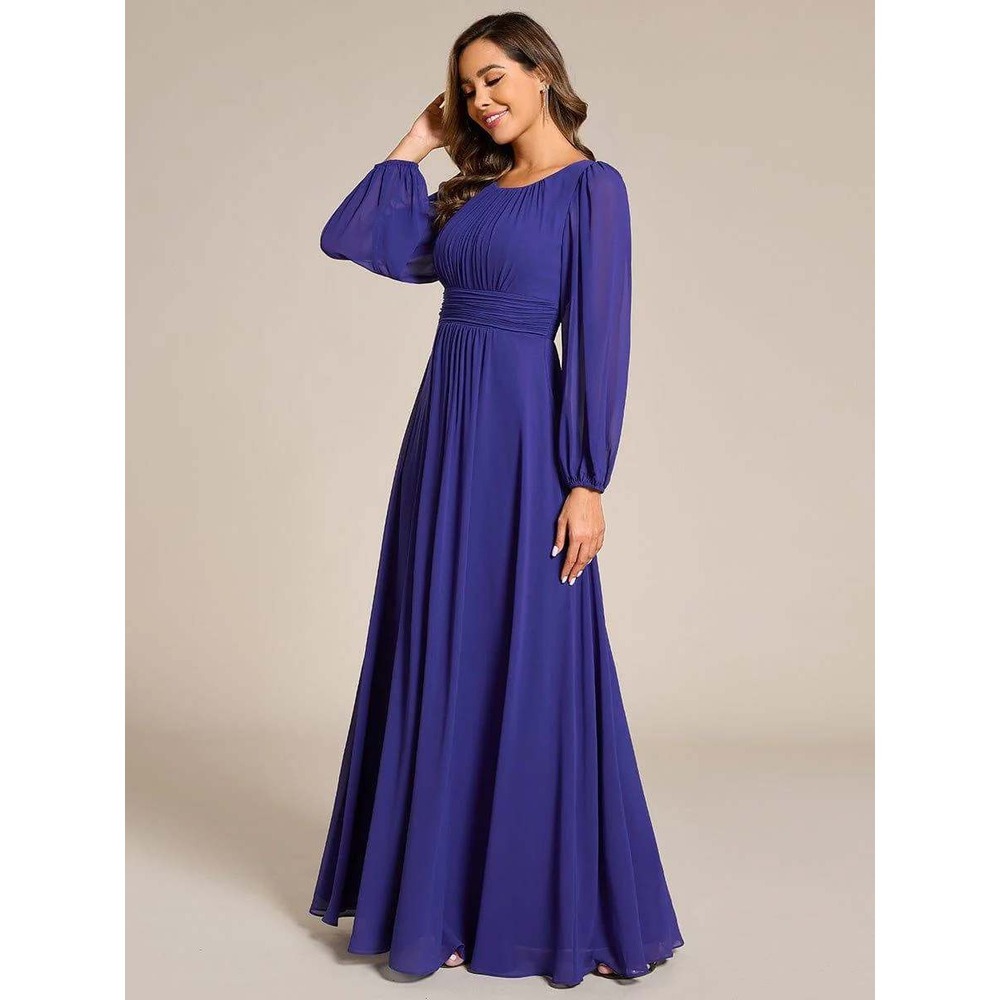 Ever Pretty Celeste Royal Blue ALine Chiffon Long Sleeve Formal Evening Dress 14